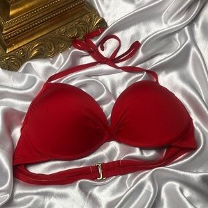 Pre-Owned Red Mossimo Large Push-Up Bikini Bra with Neck Ties